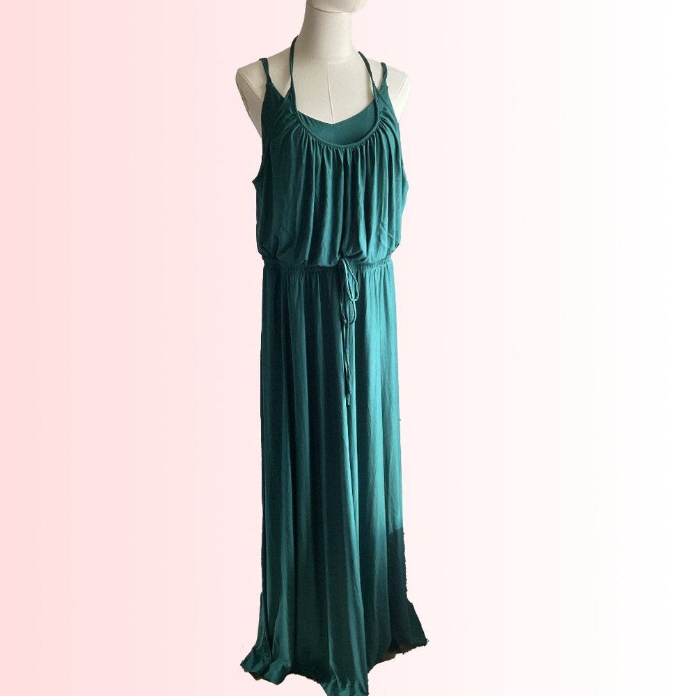 Soma teal maxi dress with built-in shelf bra (soft!) NWT